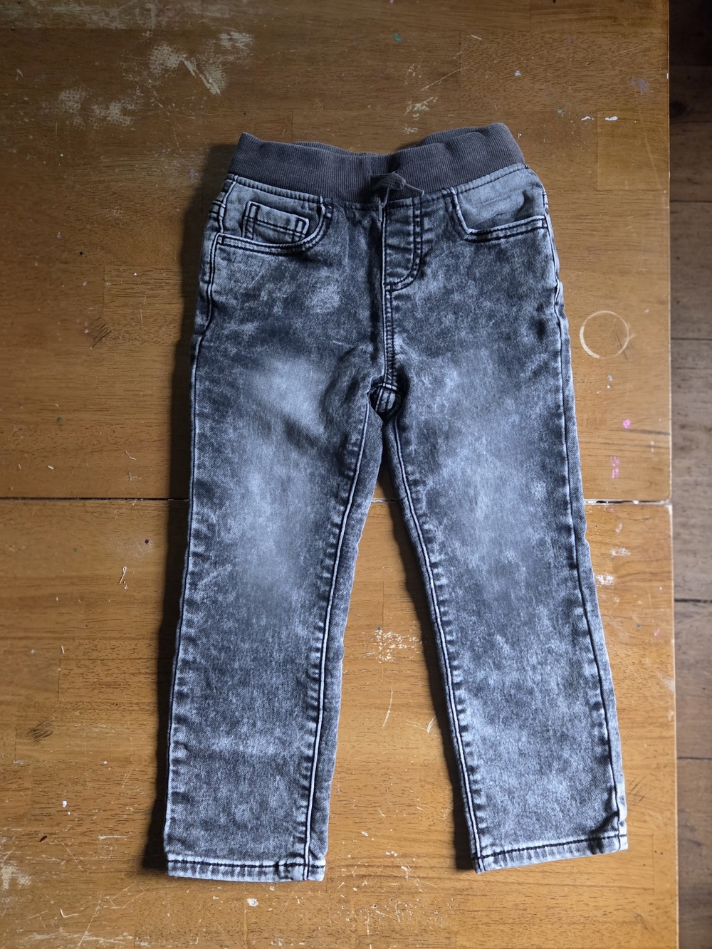 wonder nation Grey Acid-Wash Knit-Waist Jeans